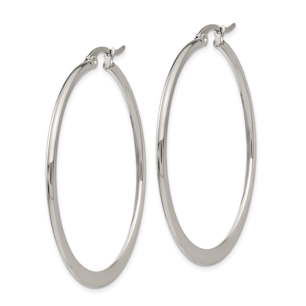 Stainless Steel Chisel Polished 43mm Diameter Hoop Earrings