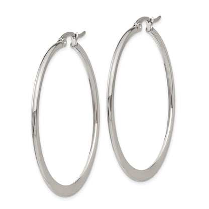 Stainless Steel Chisel Polished 43mm Diameter Hoop Earrings