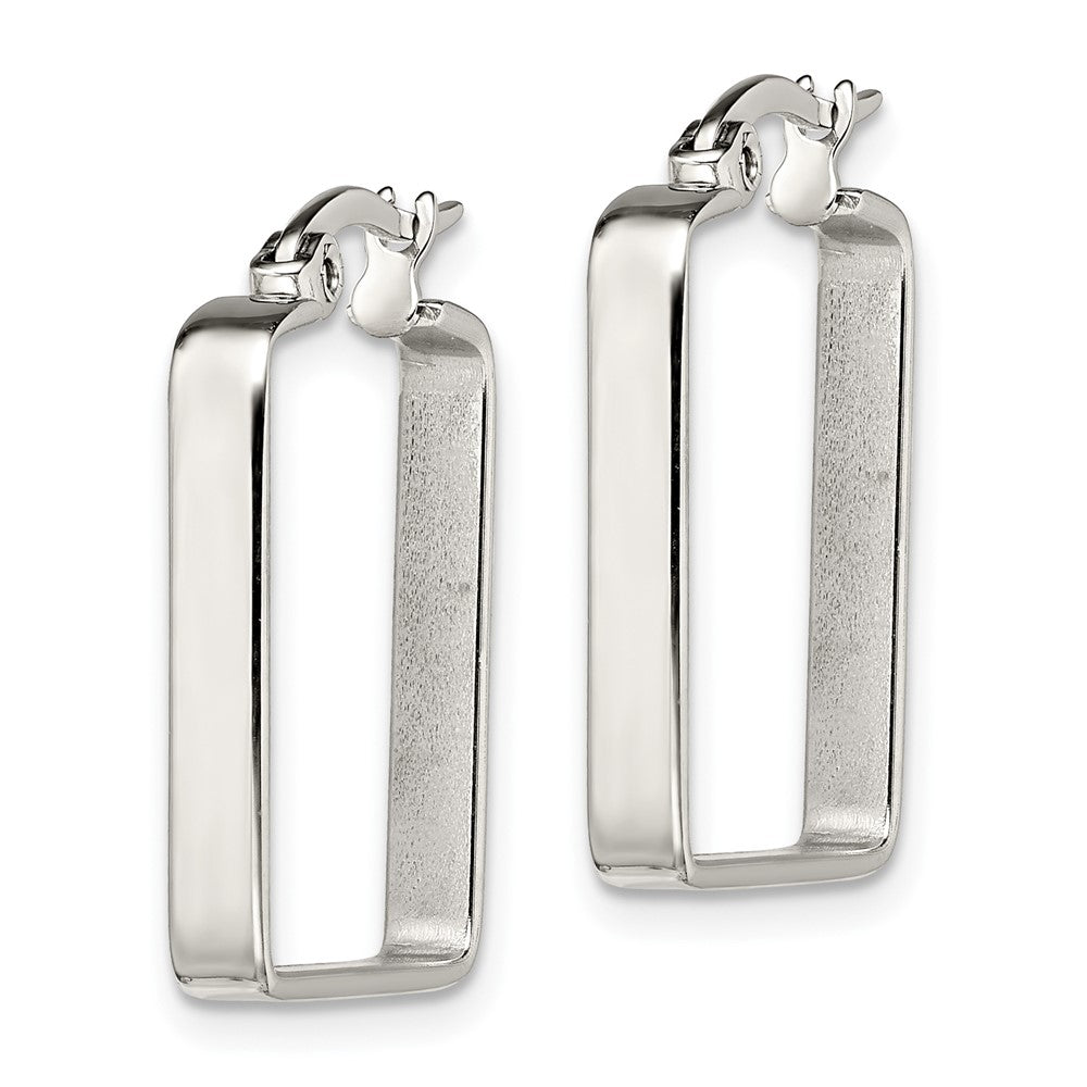 Stainless Steel Chisel Polished 20mm Square Hoop Earrings