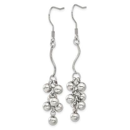 Stainless Steel Polished Beads Dangle Earrings