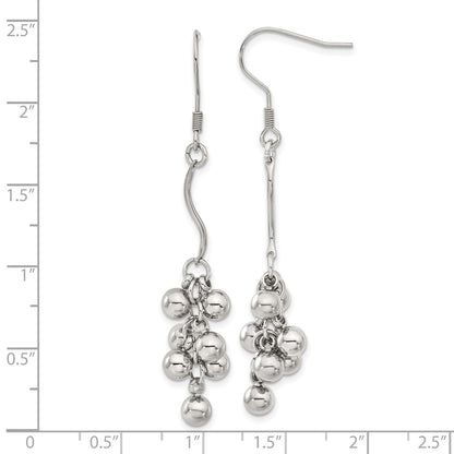 Stainless Steel Polished Beads Dangle Earrings