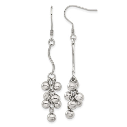 Stainless Steel Polished Beads Dangle Earrings