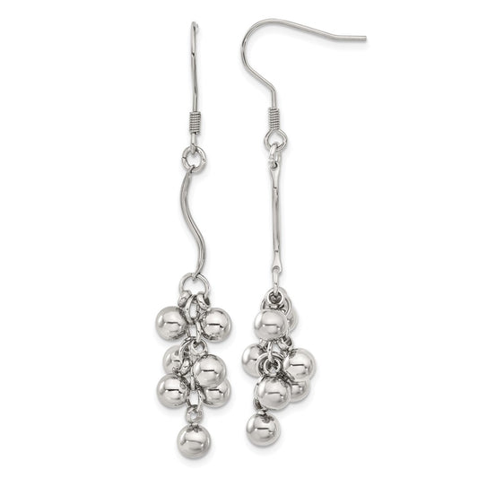 Stainless Steel Polished Beads Dangle Earrings