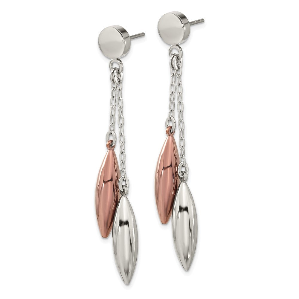 Stainless Steel Brown Ip-Plated Dangle Post Earrings