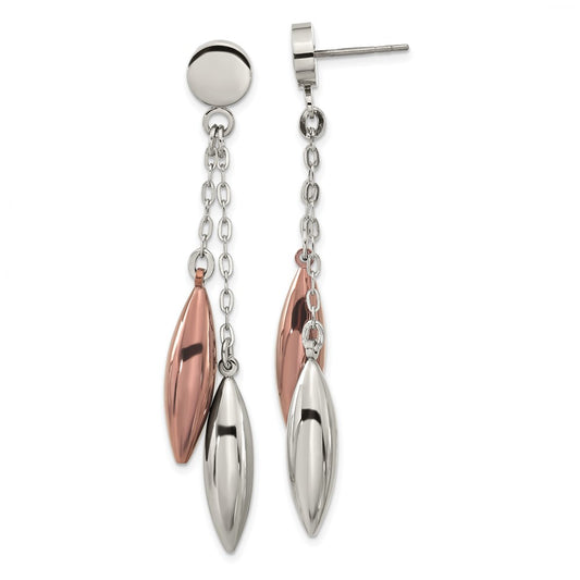 Stainless Steel Brown Ip-Plated Dangle Post Earrings