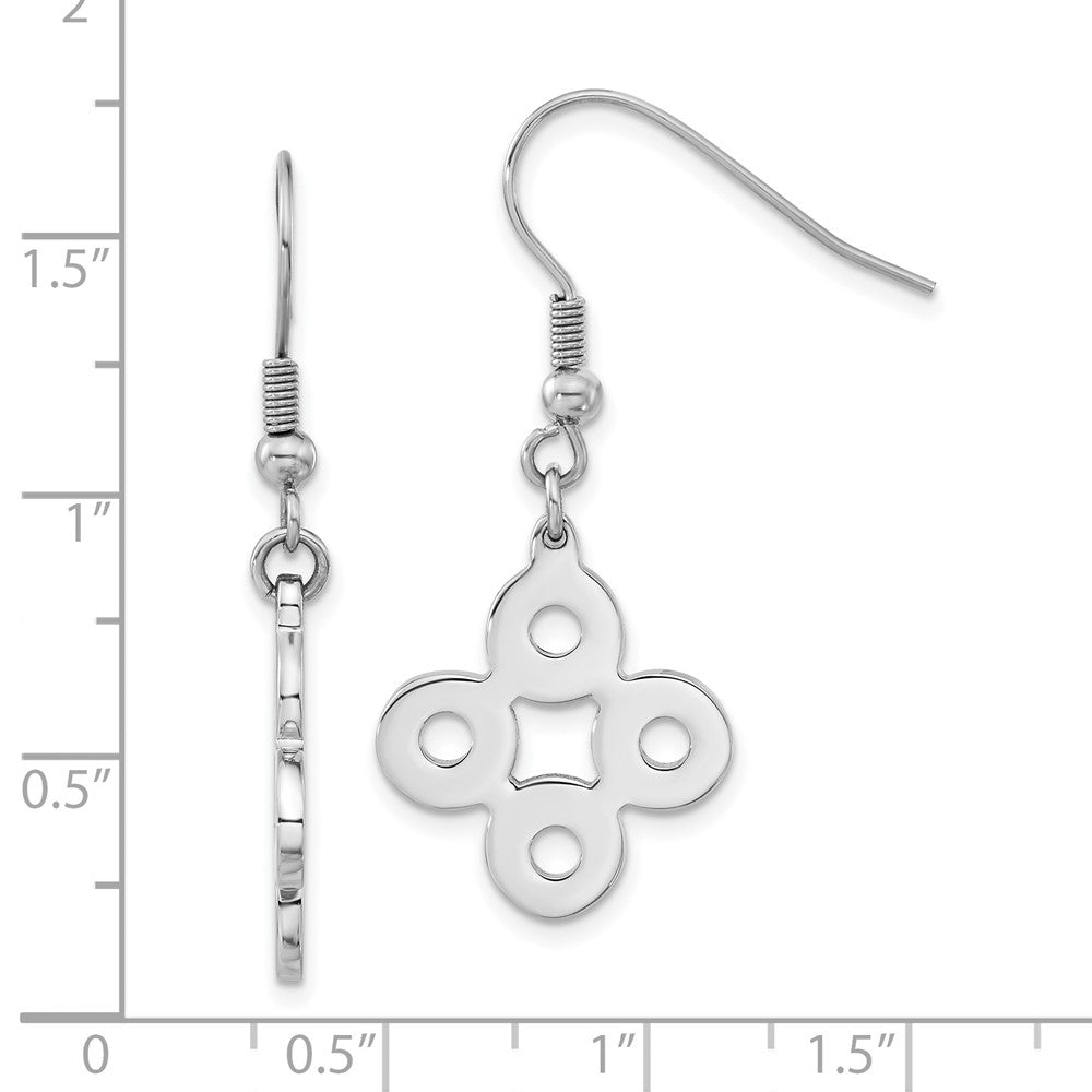 Stainless Steel Polished Connected Circles Dangle Earrings