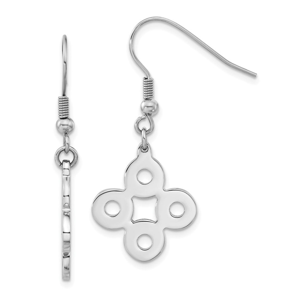 Stainless Steel Polished Connected Circles Dangle Earrings