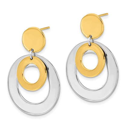 Stainless Steel Yellow Ip-Plated Circle Post Dangle Earrings