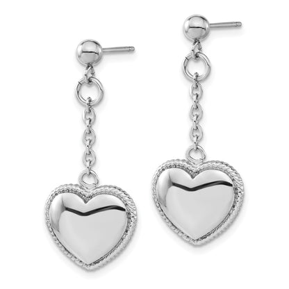 Stainless Steel Heart Post Dangle Earrings