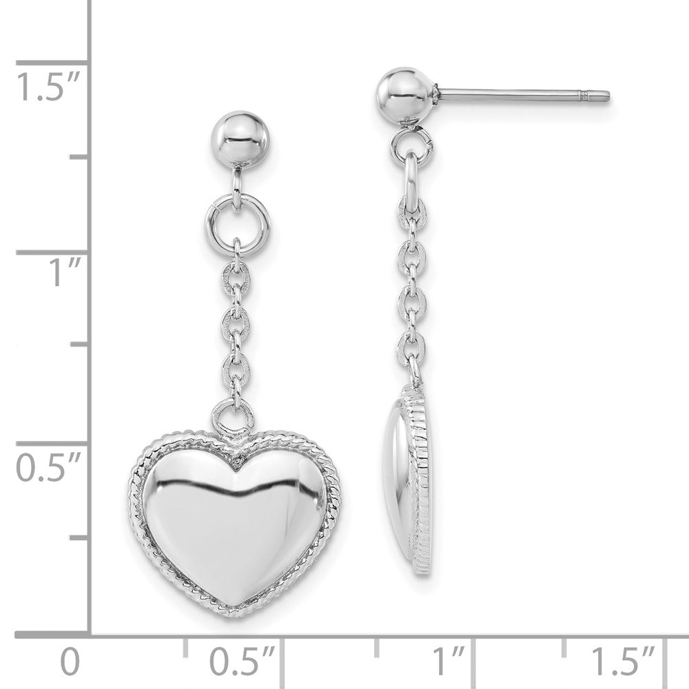 Stainless Steel Heart Post Dangle Earrings