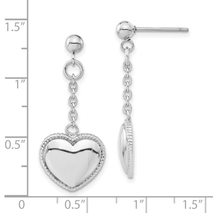 Stainless Steel Heart Post Dangle Earrings