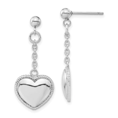 Stainless Steel Heart Post Dangle Earrings