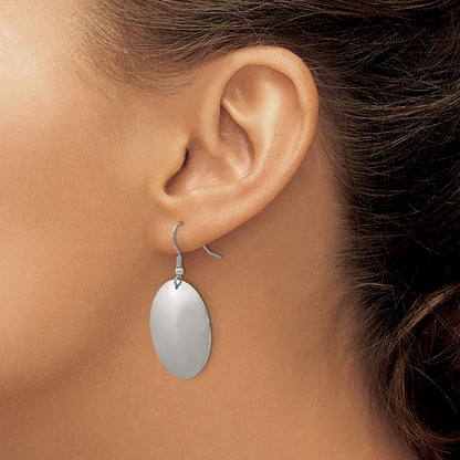 Stainless Steel Chisel Polished Disc Dangle Shepherd Hook Earrings