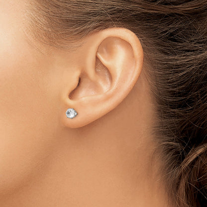 Stainless Steel Chisel Polished 5mm Round Cz Stud Post Earrings