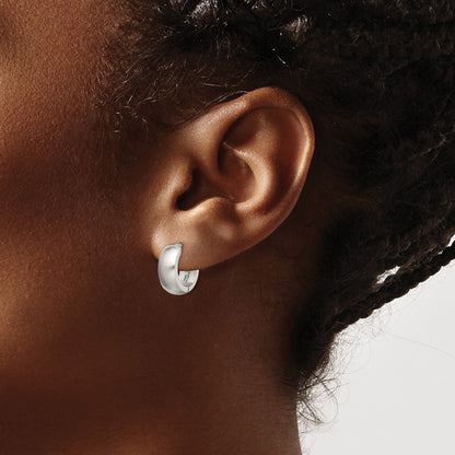 Stainless Steel Chisel Brushed And Polished Round 5mm Hinged Hoop Earrings