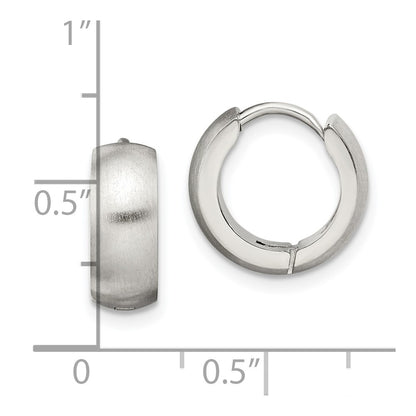 Stainless Steel Chisel Brushed And Polished Round 5mm Hinged Hoop Earrings