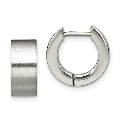 Stainless Steel Chisel Brushed Round 5mm Hinged Hoop Earrings