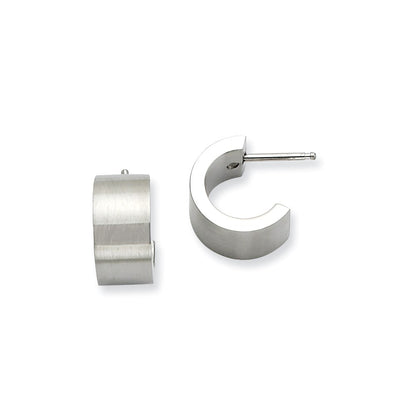 Stainless Steel Brushed & Polished Post Hoop Earrings