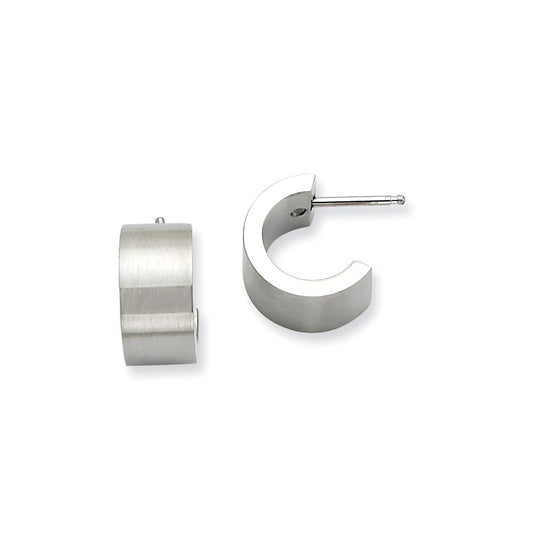 Stainless Steel Brushed & Polished Post Hoop Earrings