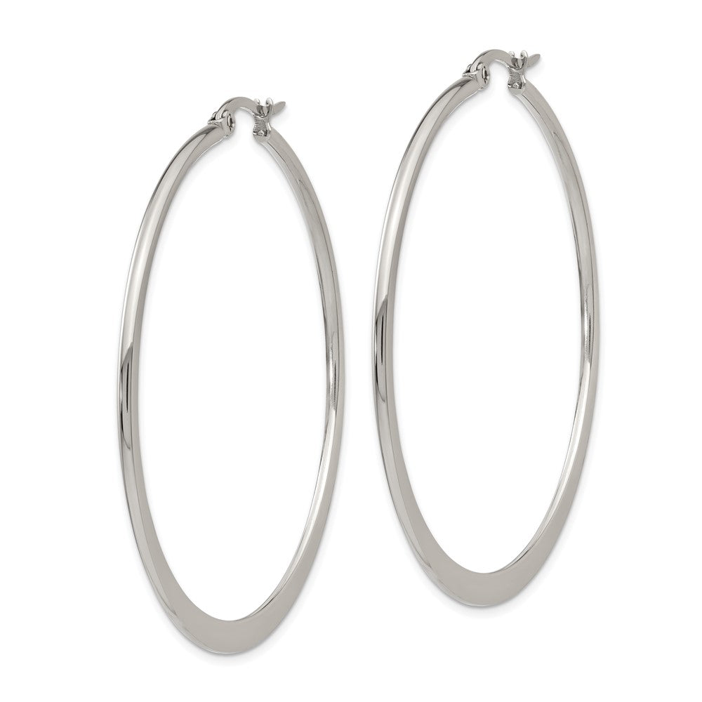 Stainless Steel Chisel Polished 50mm Diameter Hoop Earrings