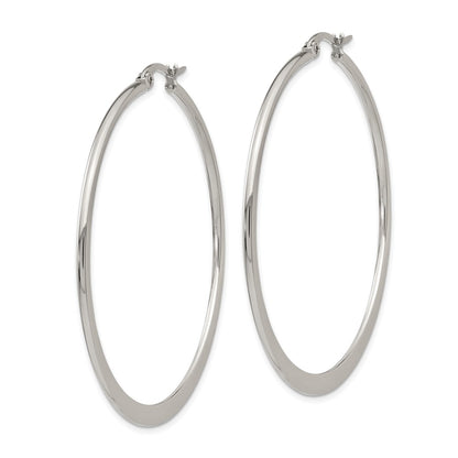 Stainless Steel Chisel Polished 50mm Diameter Hoop Earrings