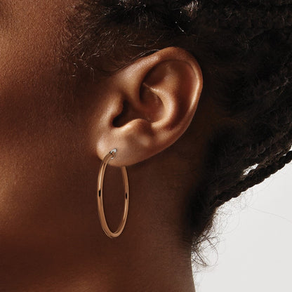 Stainless Steel Chisel Polished Brown Ip-Plated 32mm Diameter 2mm Hoop Earrings