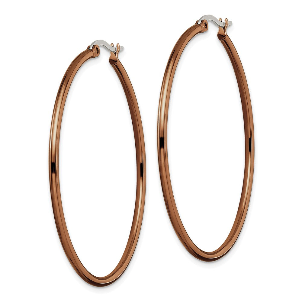 Stainless Steel Chisel Polished Brown Ip-Plated 48mm Diameter 2mm Hoop Earrings