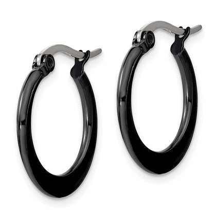 Stainless Steel Chisel Polished Black Ip-Plated 19mm Diameter 2mm Hoop Earrings