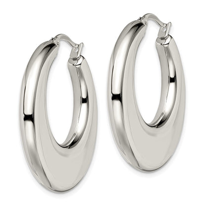 Stainless Steel Chisel Polished 35mm Diameter Hollow Hoop Earrings