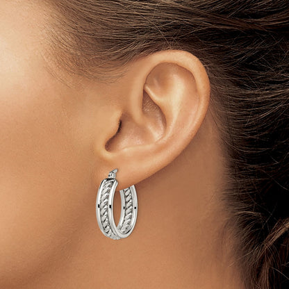 Stainless Steel Chisel Polished Twisted Middle 25mm Diameter Hoop Earrings