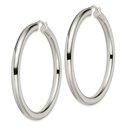 Stainless Steel Chisel Polished Hoop Earrings