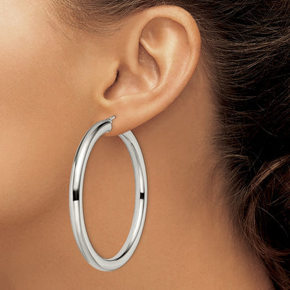 Stainless Steel Chisel Polished Hoop Earrings