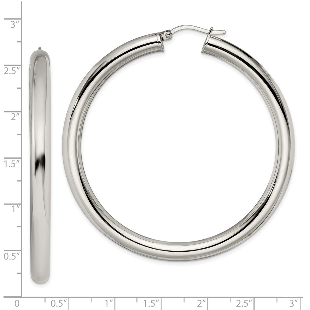 Stainless Steel Chisel Polished Hoop Earrings