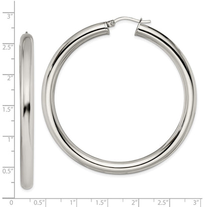 Stainless Steel Chisel Polished Hoop Earrings