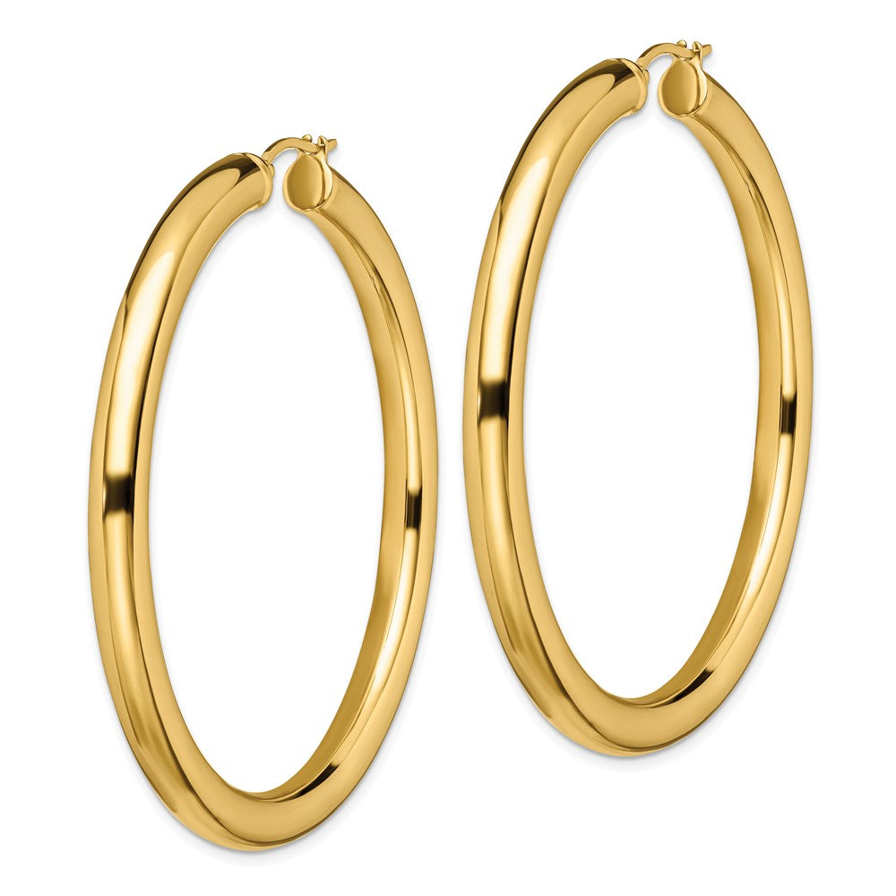 Stainless Steel Chisel Polished Yellow Ip-Plated Hoop Earrings