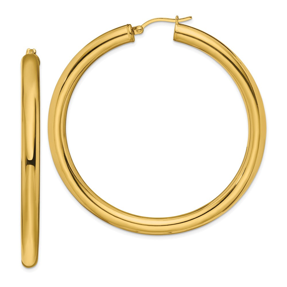 Stainless Steel Chisel Polished Yellow Ip-Plated Hoop Earrings