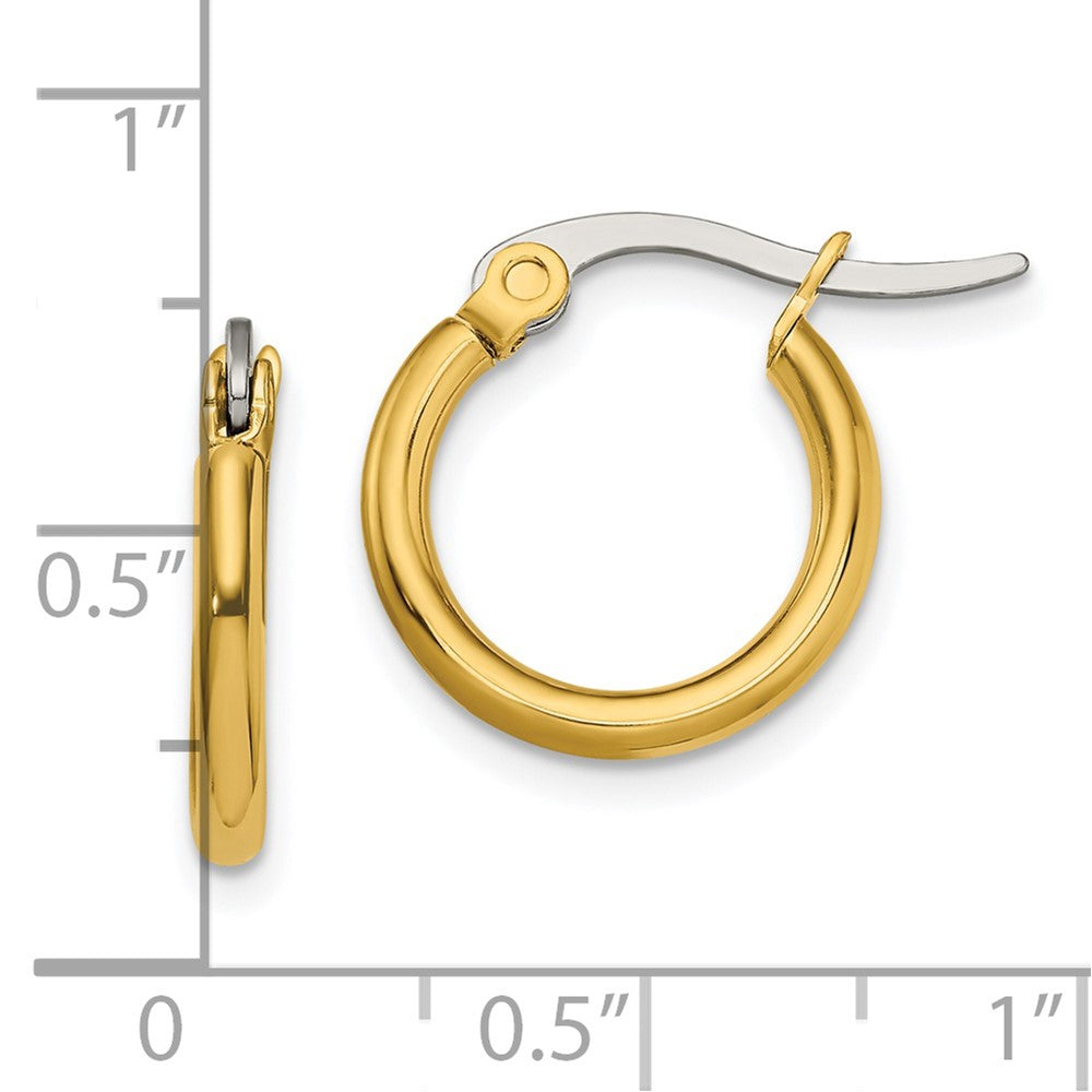 Stainless Steel Chisel Polished Yellow Ip-Plated 15.5mm Diameter 2mm Hoop Earrings