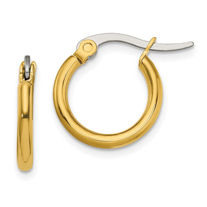 Stainless Steel Chisel Polished Yellow Ip-Plated 15.5mm Diameter 2mm Hoop Earrings