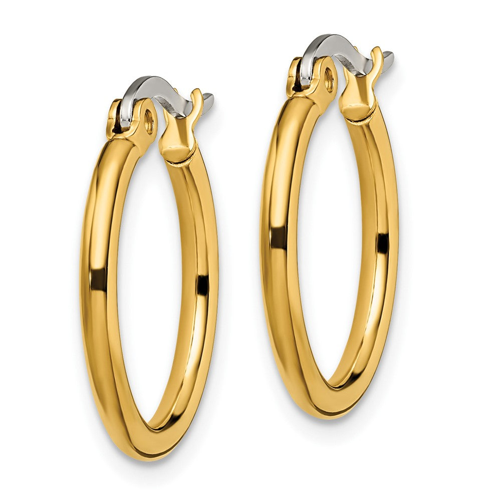 Stainless Steel Chisel Polished Yellow Ip-Plated 19mm Diameter 2mm Hoop Earrings