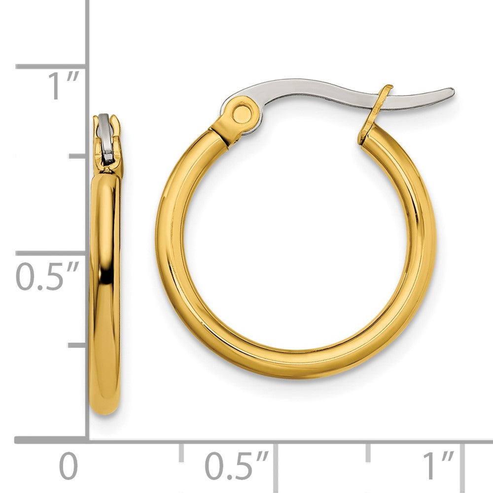 Stainless Steel Chisel Polished Yellow Ip-Plated 19mm Diameter 2mm Hoop Earrings