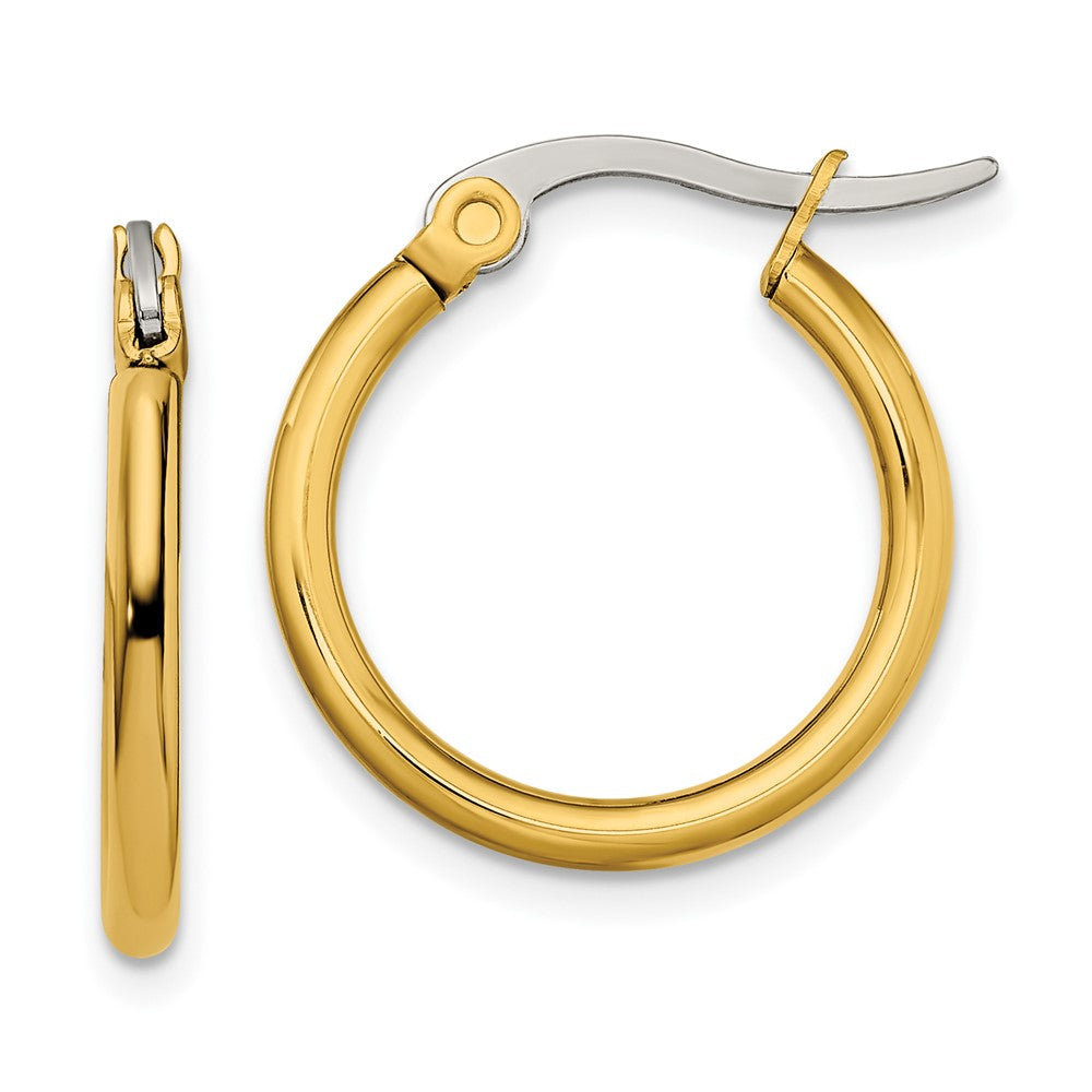 Stainless Steel Chisel Polished Yellow Ip-Plated 19mm Diameter 2mm Hoop Earrings