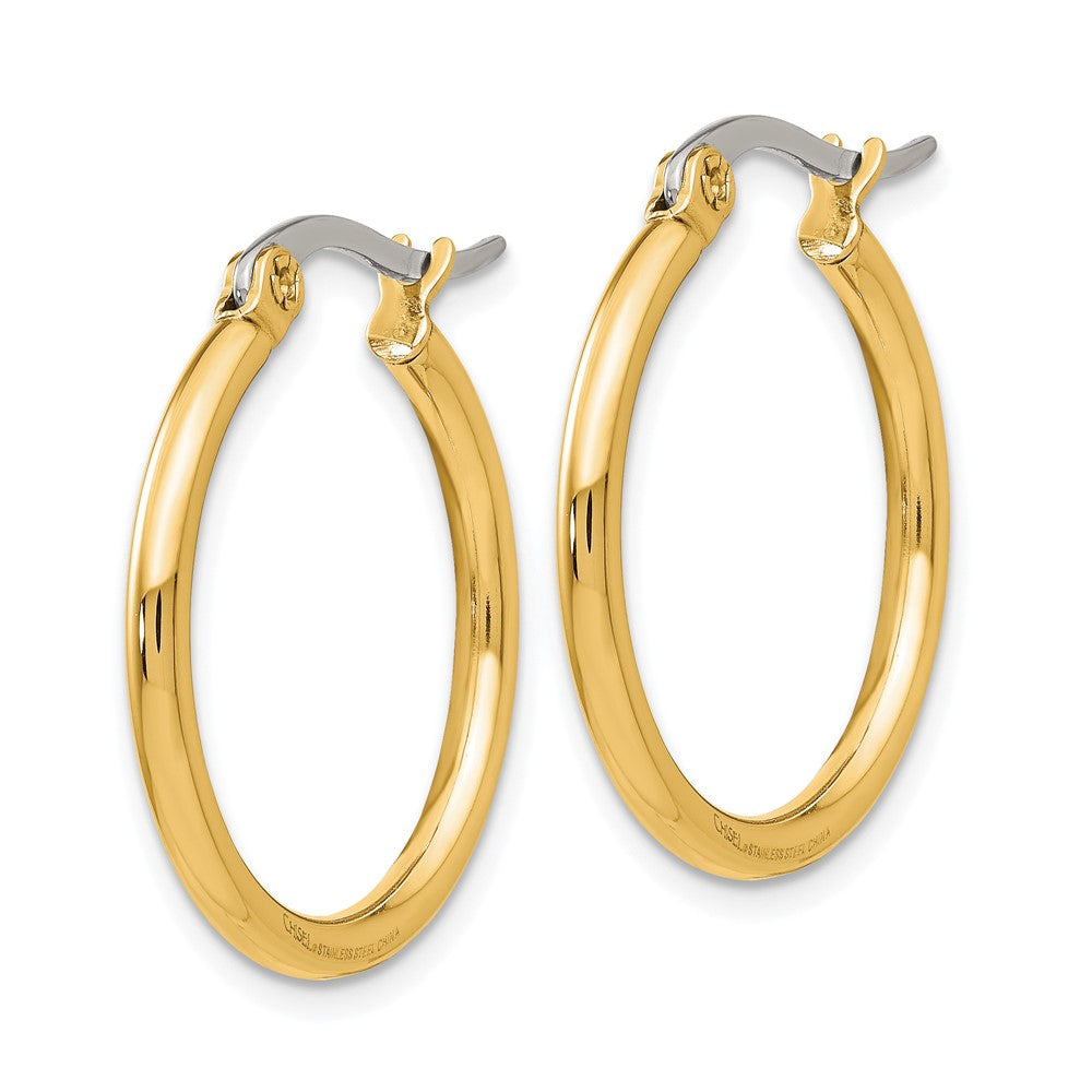 Stainless Steel Chisel Polished Yellow Ip-Plated 26mm Diameter 2mm Hoop Earrings