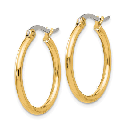 Stainless Steel Chisel Polished Yellow Ip-Plated 26mm Diameter 2mm Hoop Earrings
