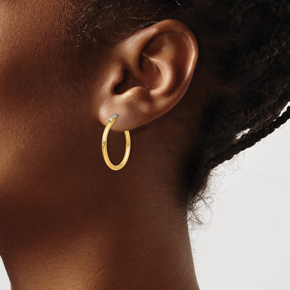 Stainless Steel Chisel Polished Yellow Ip-Plated 26mm Diameter 2mm Hoop Earrings