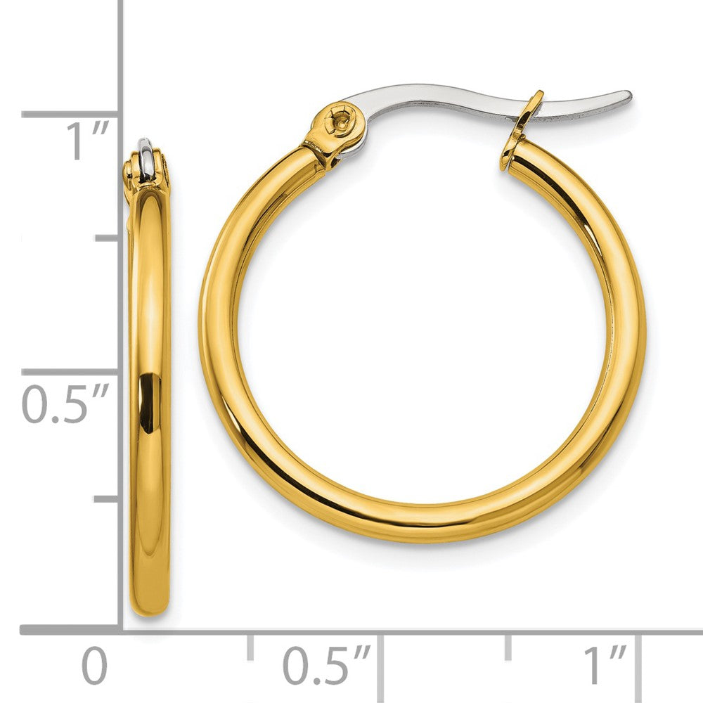 Stainless Steel Chisel Polished Yellow Ip-Plated 26mm Diameter 2mm Hoop Earrings