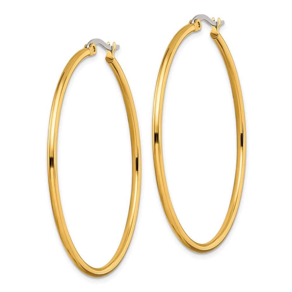 Stainless Steel Chisel Polished Yellow Ip-Plated 48mm Diameter 2mm Hoop Earrings