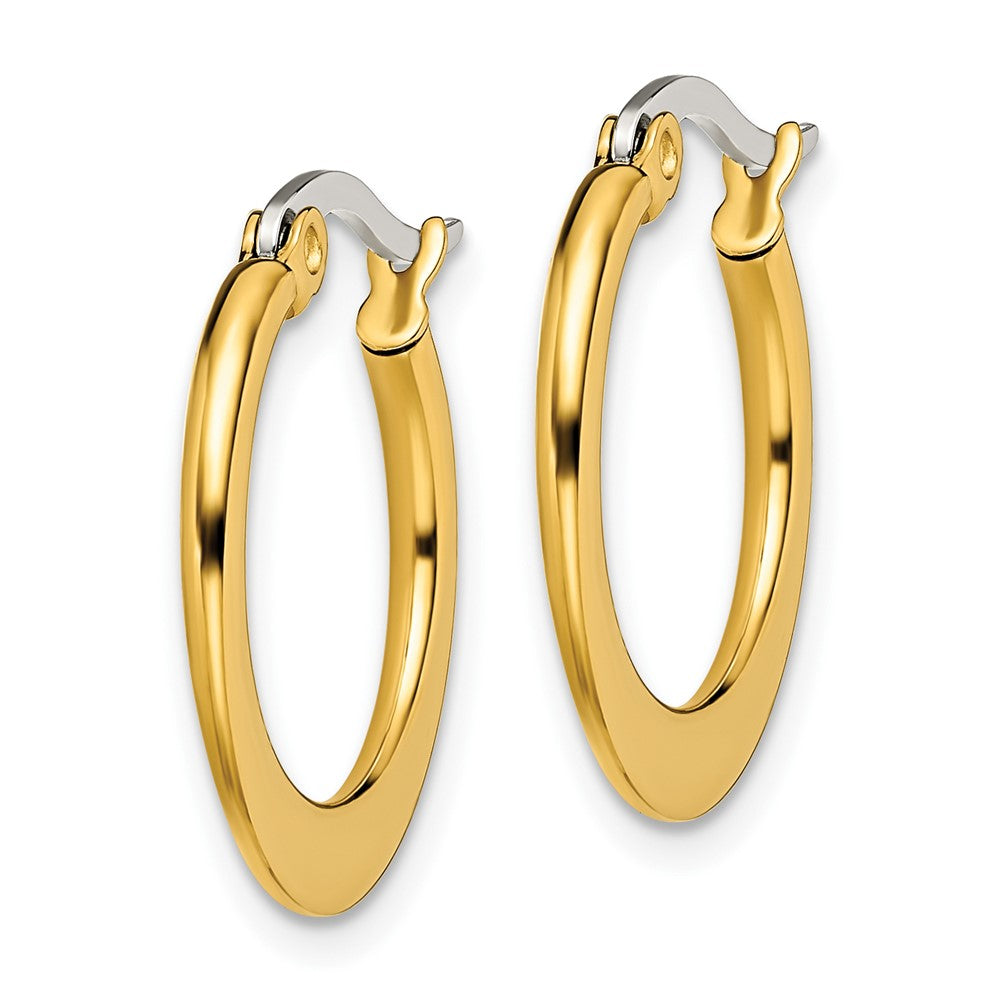 Stainless Steel Chisel Polished Yellow Ip-Plated Tapered 19mm Diameter Hoop Earrings
