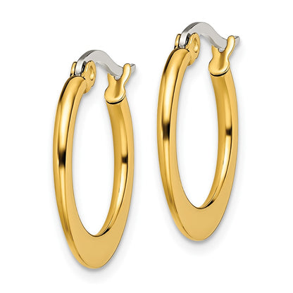 Stainless Steel Chisel Polished Yellow Ip-Plated Tapered 19mm Diameter Hoop Earrings