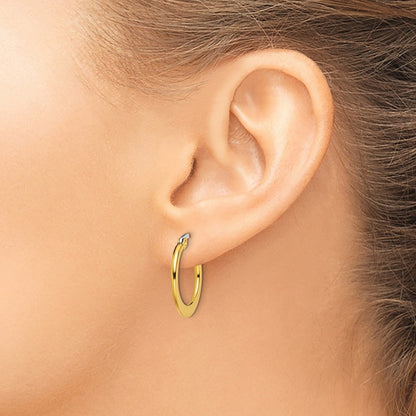 Stainless Steel Chisel Polished Yellow Ip-Plated Tapered 19mm Diameter Hoop Earrings