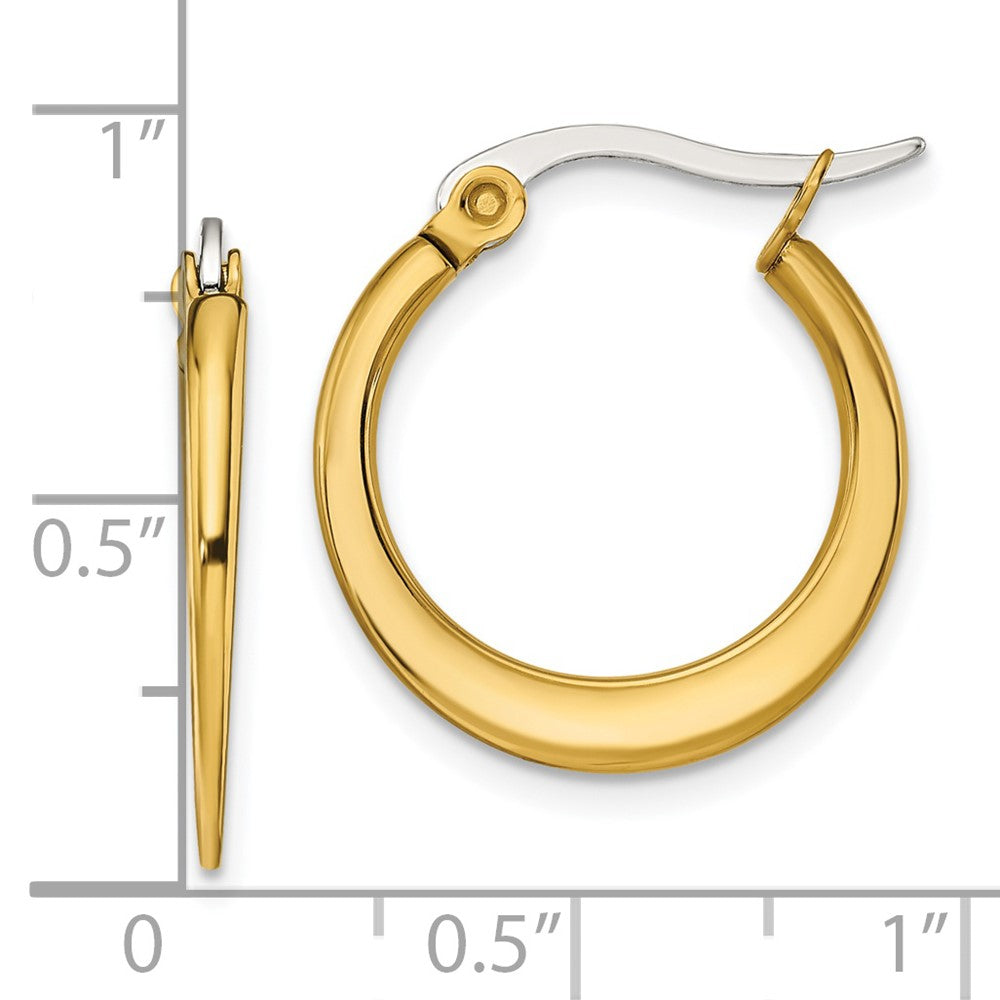 Stainless Steel Chisel Polished Yellow Ip-Plated Tapered 19mm Diameter Hoop Earrings